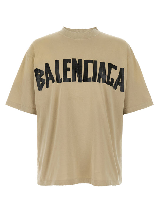 Tape Type T Shirt Beige