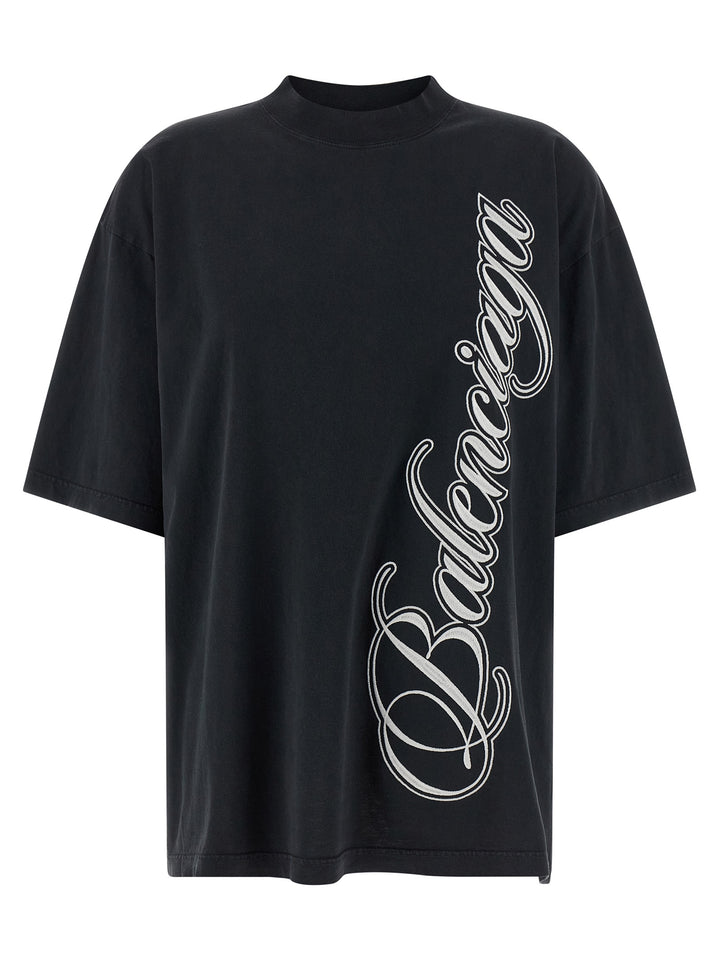 Balenciaga Cursive T shirt - Nero | 791e45adaf04105d06089a552597989778454ab6