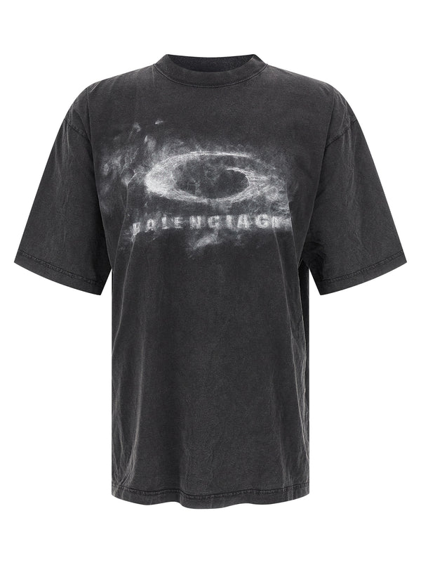 Washed Crayon Loop T Shirt Bianco/Nero