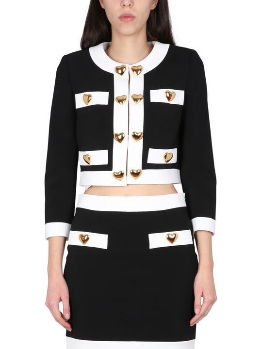 Heart Buttons Crepe Jacket