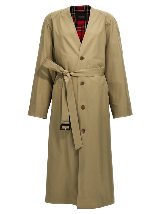 Check Lining Oversize Trench Coat Trench E Impermeabili Beige