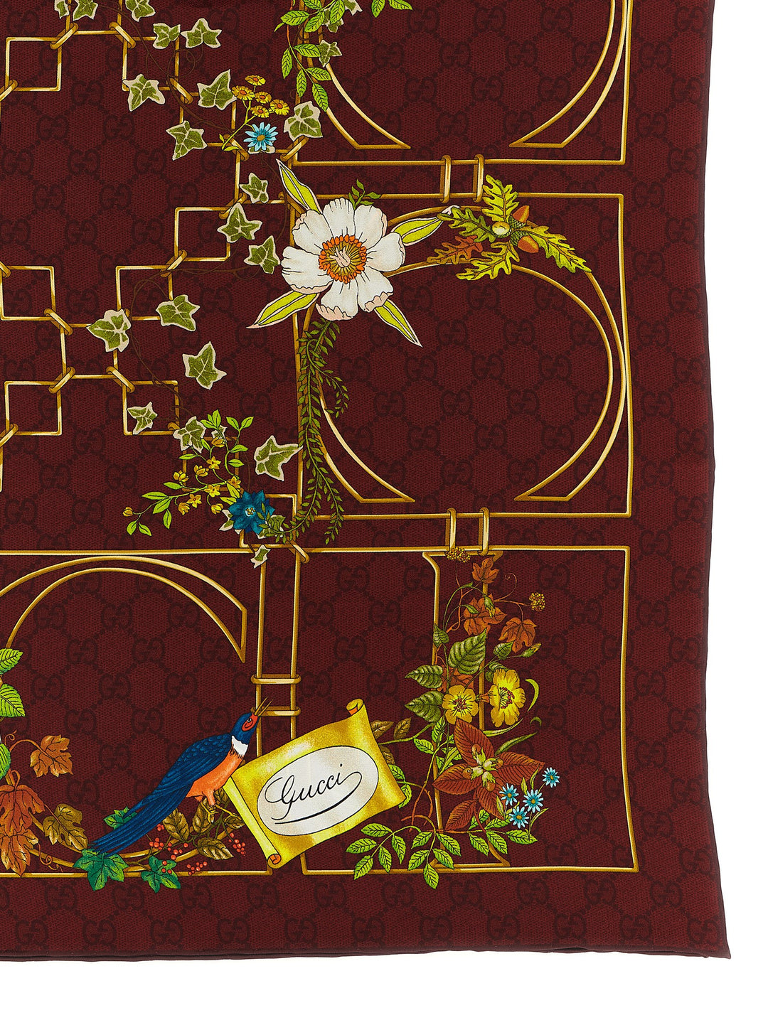 Gucci Floral Print Carré Sciarpe - Bordeaux | 32cff2ea56f31b5af92334cff962a098372a1bf6