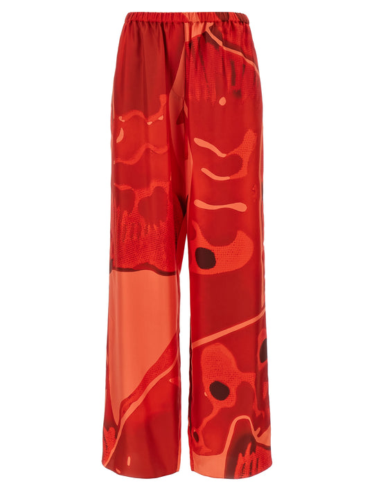Palazzo Silk Pantaloni Rosso