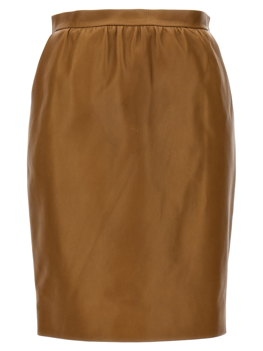 Leather Skirt Gonne Marrone