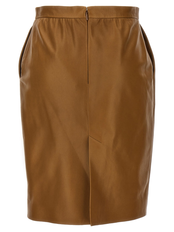 Leather Skirt Gonne Marrone