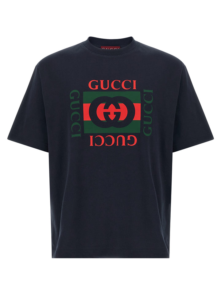 Gucci Logo Print T shirt - Blu | e1b89d5c0cbe4c3971f44144376811d73ff3c532