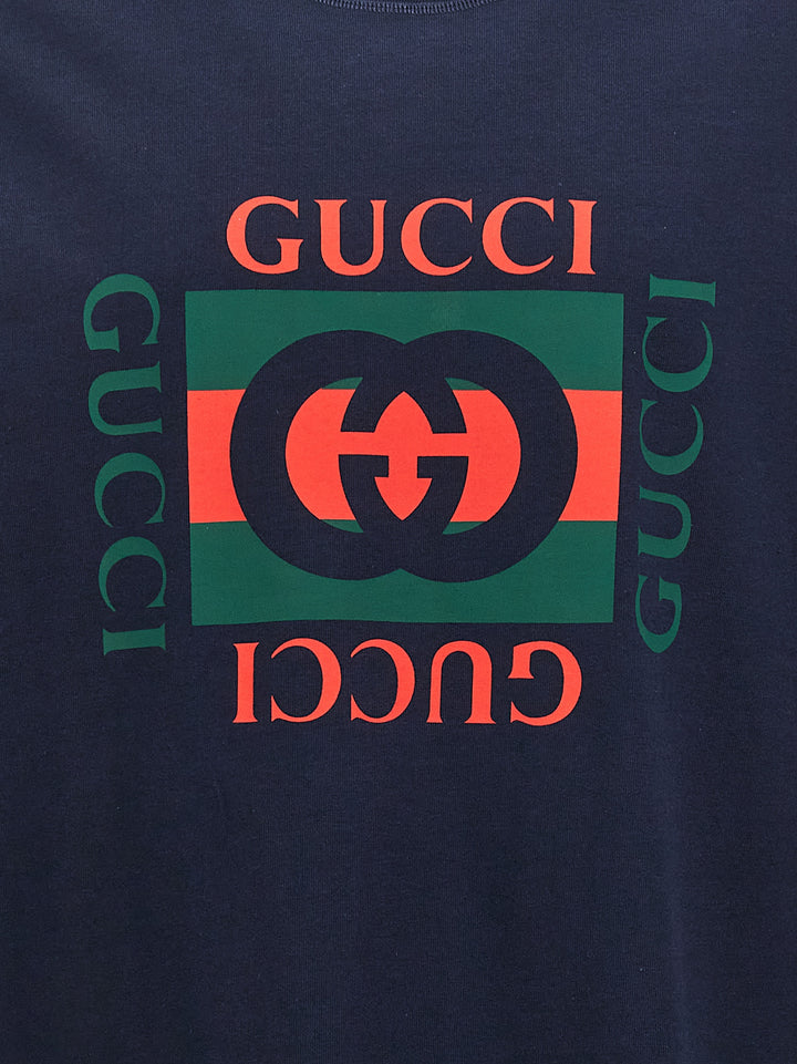 Gucci Logo Print T shirt - Blu | 3eac8e1ed9d605600f4fac0d3e52fe9b0bf52ec6