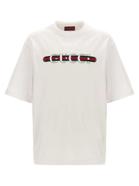 Gucci Web T Shirt Bianco