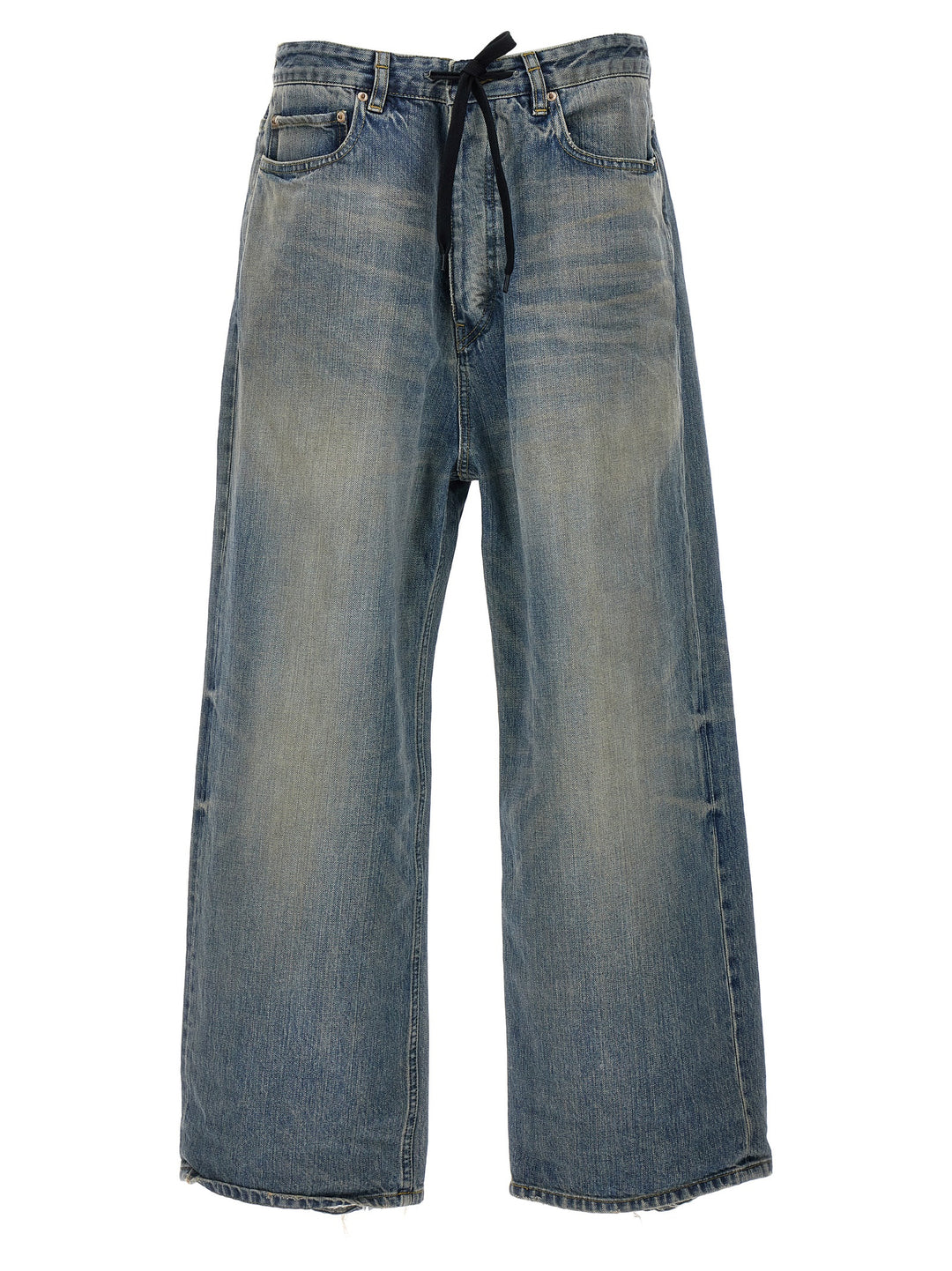 Wide Drawstring Jeans Blu