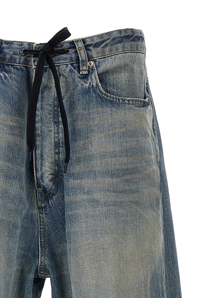 Wide Drawstring Jeans Blu