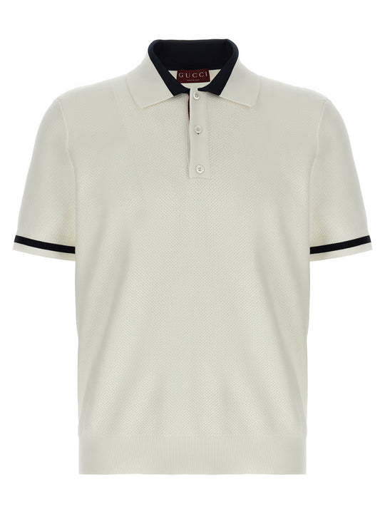 Gucci Intarsia Shirt Polo Bianco/Nero