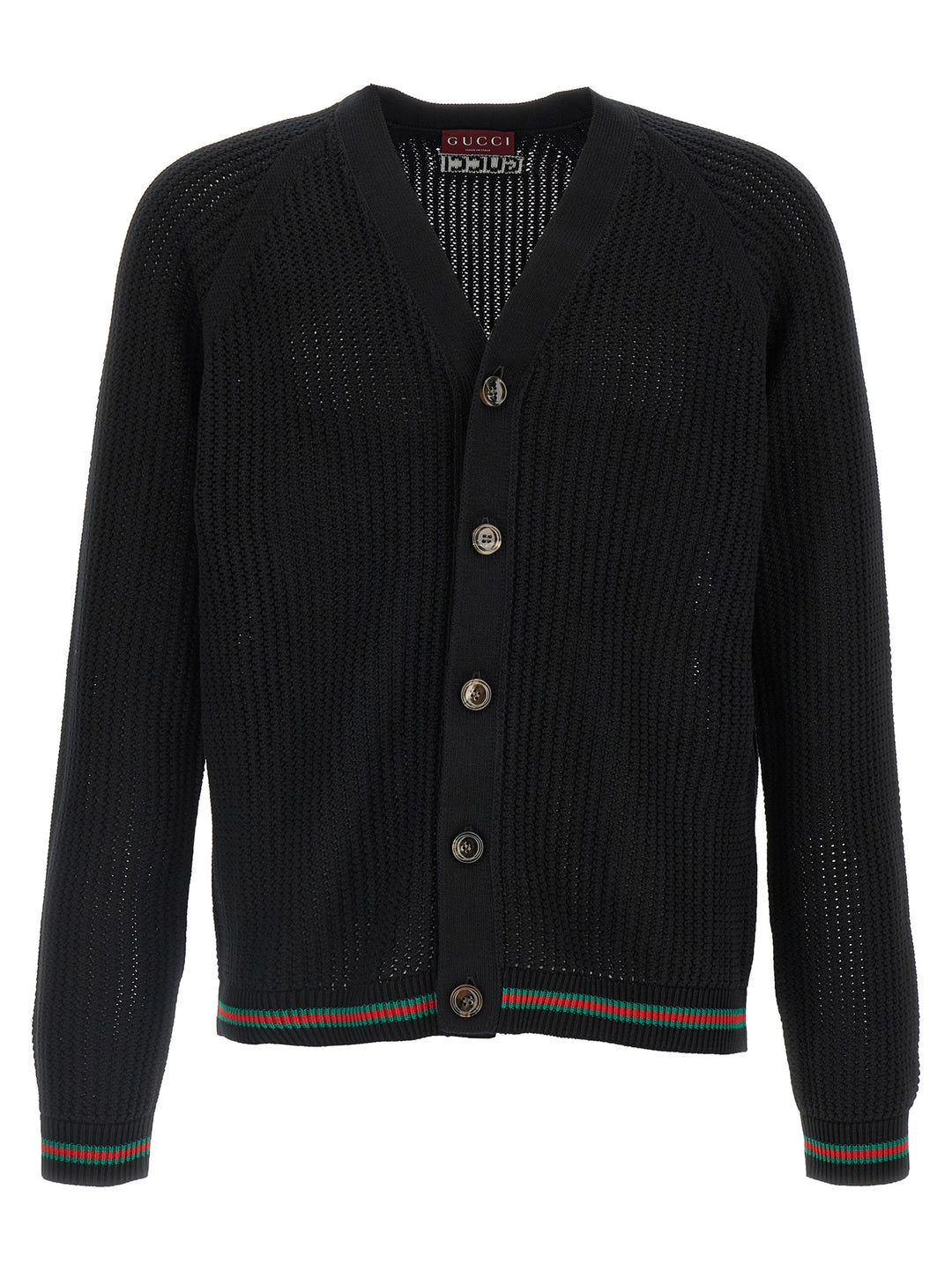 Gucci Web Ribbon Cardigan Maglioni - Nero | 6549eab1e099af56662b0fc1b7c3df3eb871d1b3