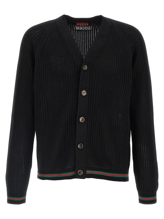 Web Ribbon Cardigan Maglioni Nero