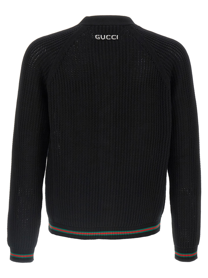 Gucci Web Ribbon Cardigan Maglioni - Nero | 2a52763ccbd8bd008769e37176fbb2ed5c48204a