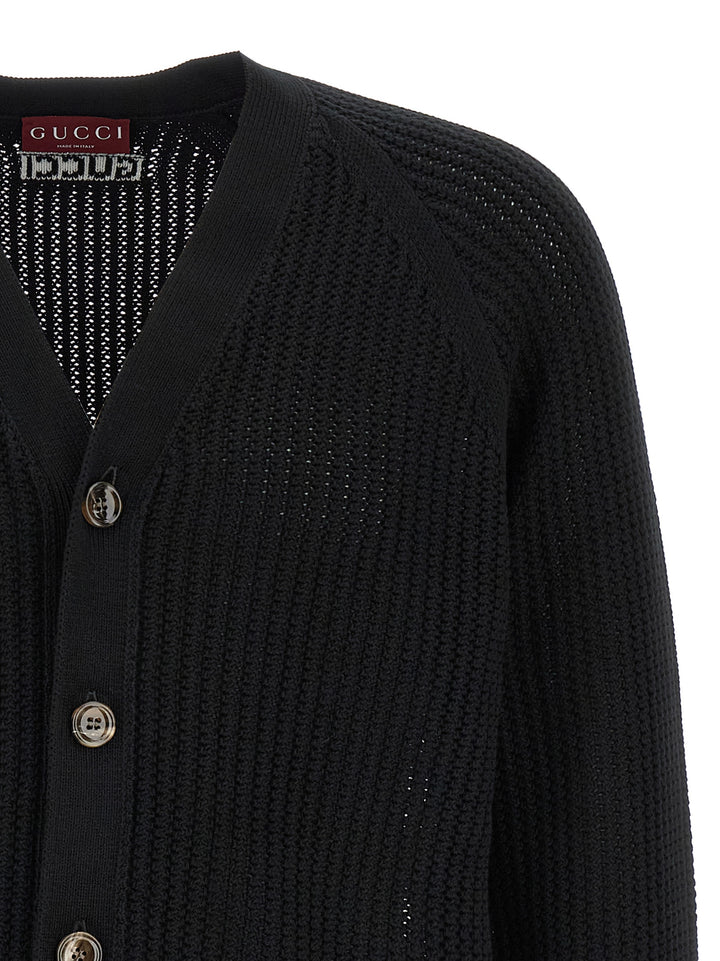 Gucci Web Ribbon Cardigan Maglioni - Nero | deba177cbdb3b4e446293fc8b98c3a7e0bd3c19c