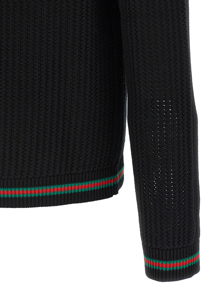 Gucci Web Ribbon Cardigan Maglioni - Nero | f397f65f2647d965c0ae7b81c5386b2b507bf1de
