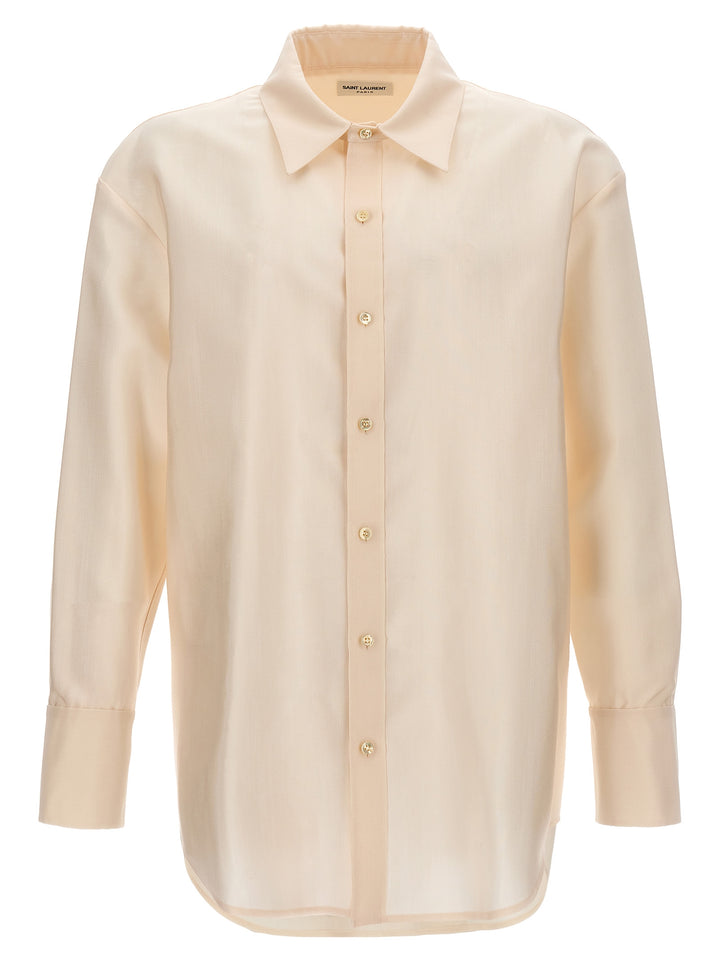 Saint Laurent Faille Shirt Camicie - Beige | d74053b2939b510f4ba6e5d6d1341c927d411c71
