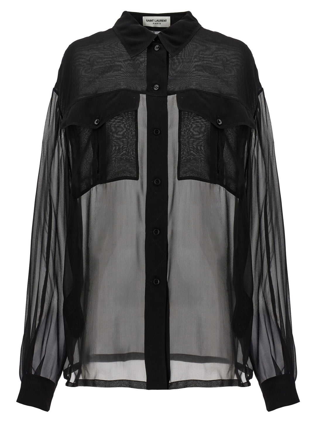 Saint Laurent Silk Muslin Shirt Camicie - Nero | 2736f52d42b97bc155f6c4529f12a2df3f50274b