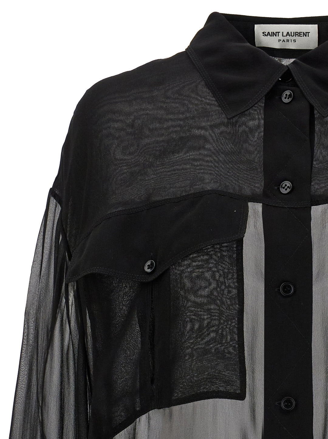 Saint Laurent Silk Muslin Shirt Camicie - Nero | 7cf09716f16b7c287c6b2cfcd09f4dbcb894b56b