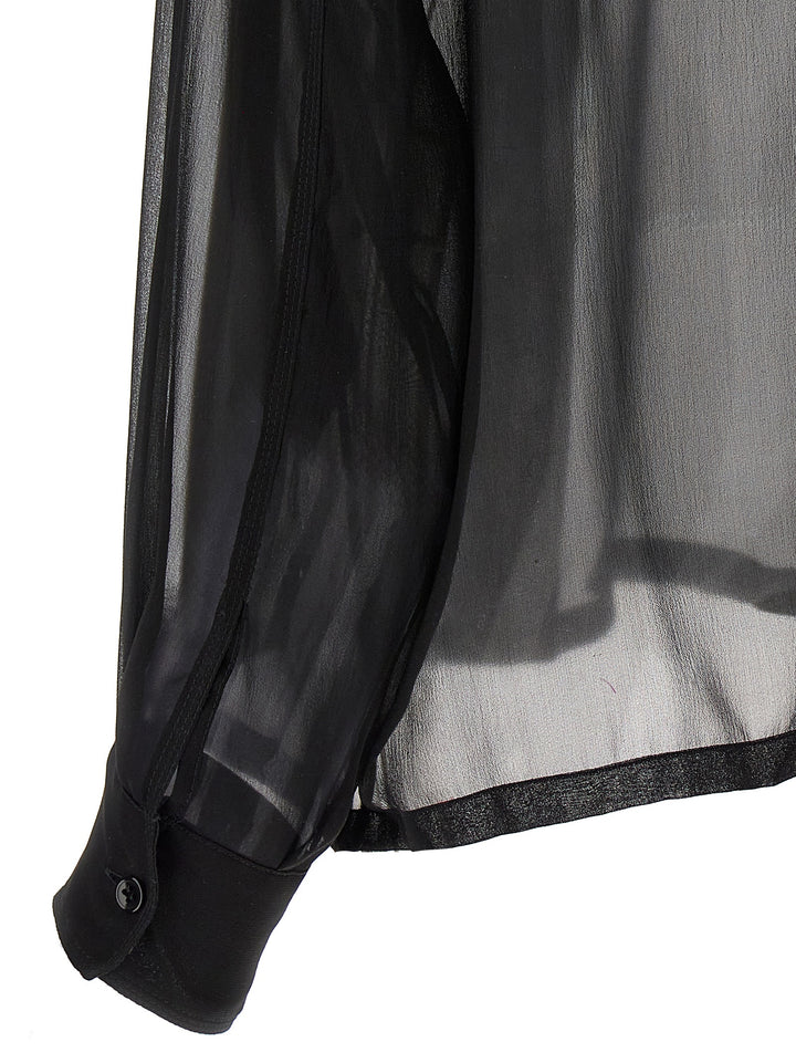 Saint Laurent Silk Muslin Shirt Camicie - Nero | 97d728d85aff530a0dc24f9798c2bb69cb19a3c1