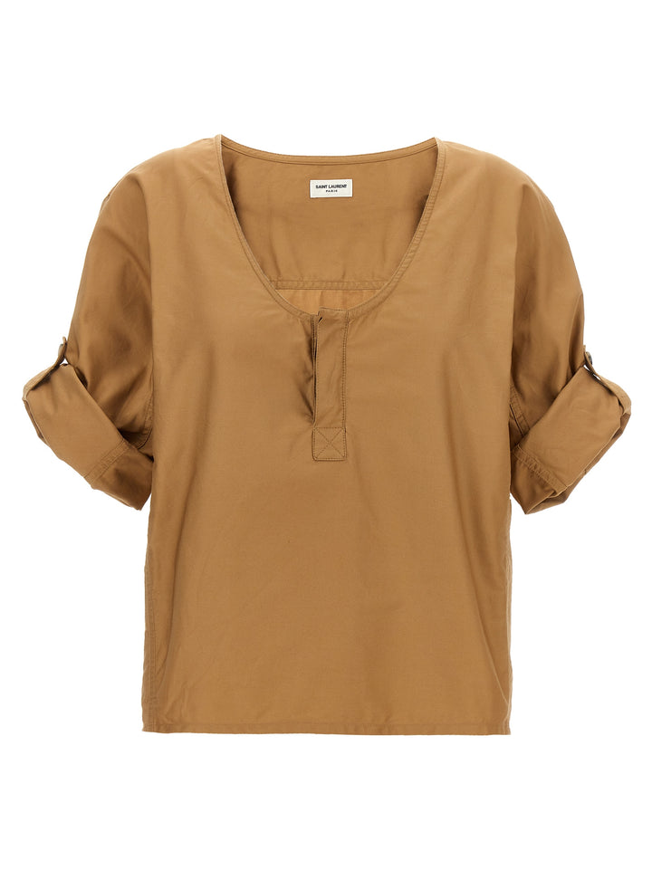Saint Laurent Twill Blouse Camicie - Beige | a11c46cb5af2b8cfeb2ac875bbde3a7d140e55d4