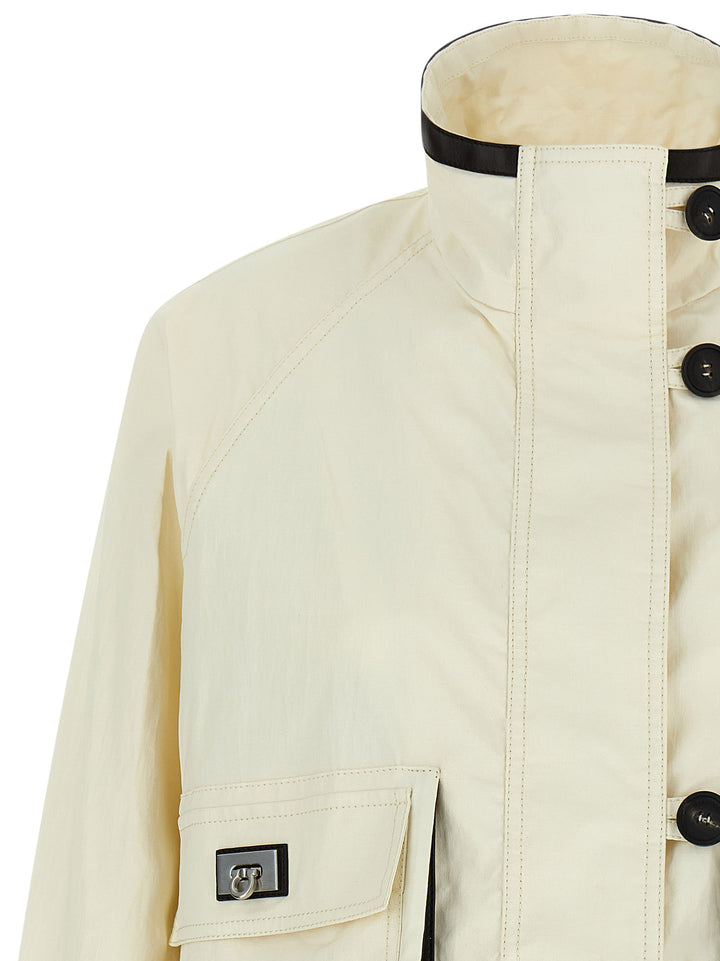 Ferragamo Tech Linen Jacket Puffer Jackets - Bianco | 0630b13bdb5a0a0f94ca34b8329f67bee58c7147