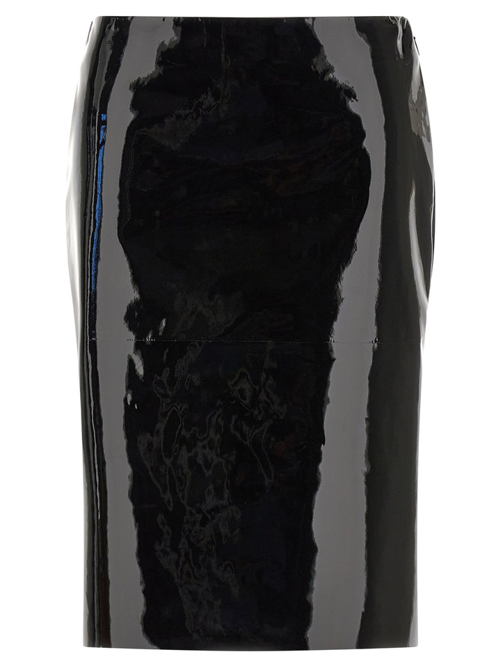Ferragamo Patent Skirt Gonne - Nero | f9ae0cfc684e9fa195032f21249f7e19b036d232