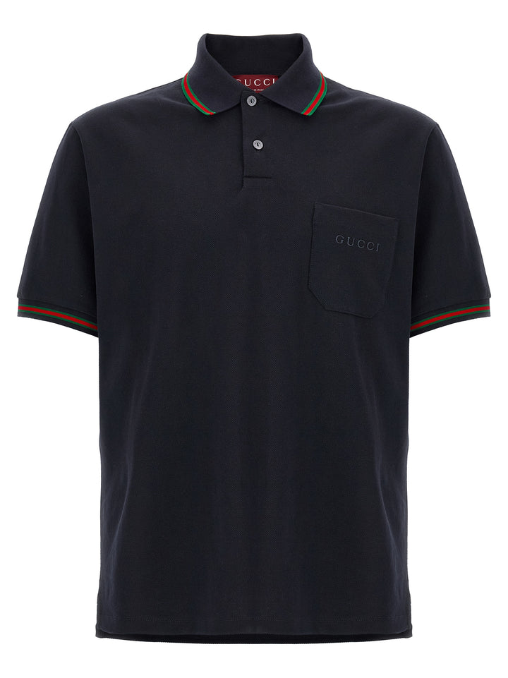 Gucci Nastro Web Polo - Blu | cd893f0d9a2db8d4b9424ddab54da21949e1e912