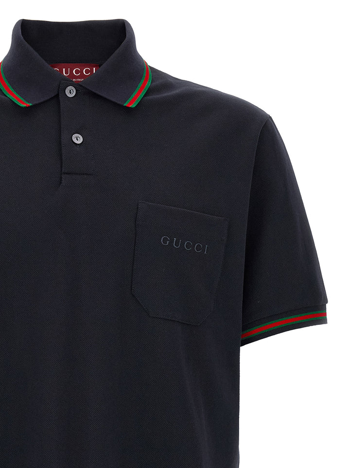 Gucci Nastro Web Polo - Blu | 8e7b64cbd991340d7123dfd6b3ba24b44cb3242f