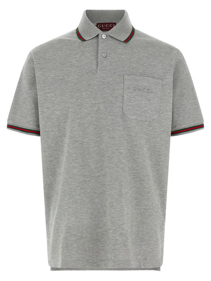 Gucci Nastro Web Polo - Grigio | 47e6b1784097a815e95ffaa2def14819ff0b207c