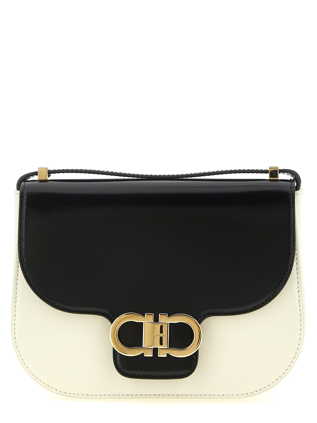 Ferragamo North-South Double Gancini (Xs) Borse a Tracolla - Bianco/Nero | a19d13d5635466583a6924b1ade5d28ea52b3e9d