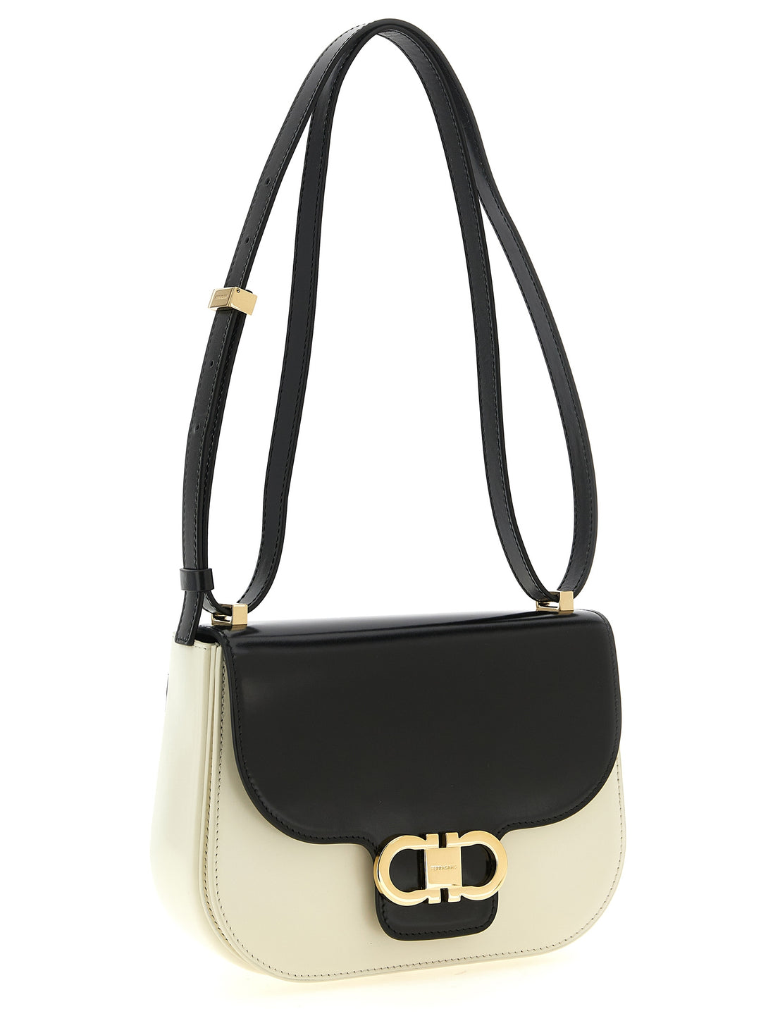 Ferragamo North-South Double Gancini (Xs) Borse a Tracolla - Bianco/Nero | 44334b110ecc797210e0ce5db1284fd455146fe5
