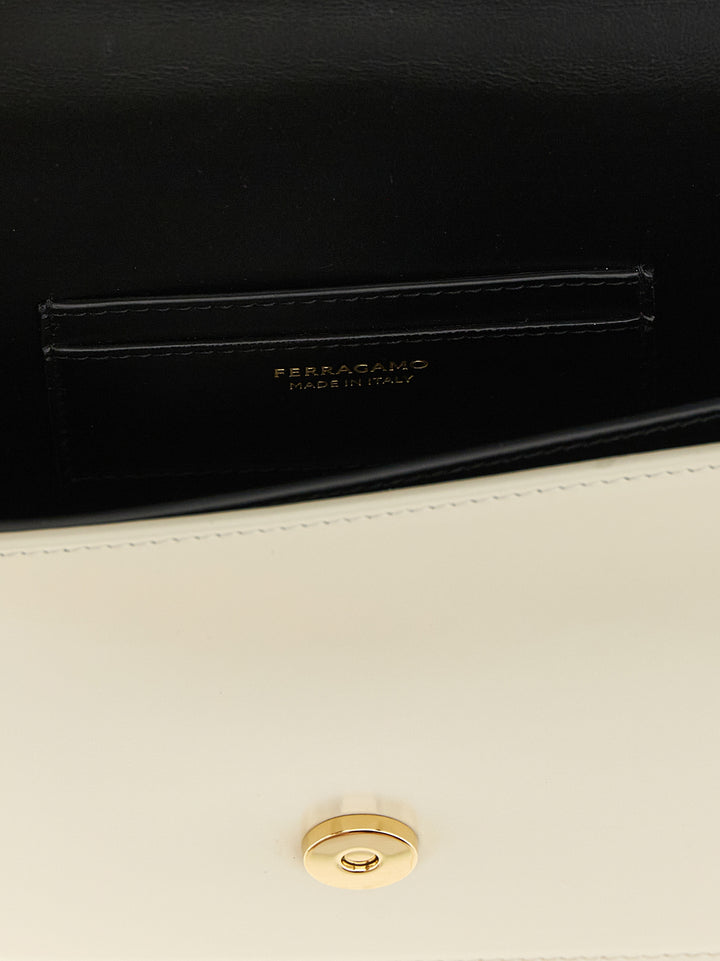 Ferragamo North-South Double Gancini (Xs) Borse a Tracolla - Bianco/Nero | bfece5372a9d83fc1224d224052e0a22ec5a6a76