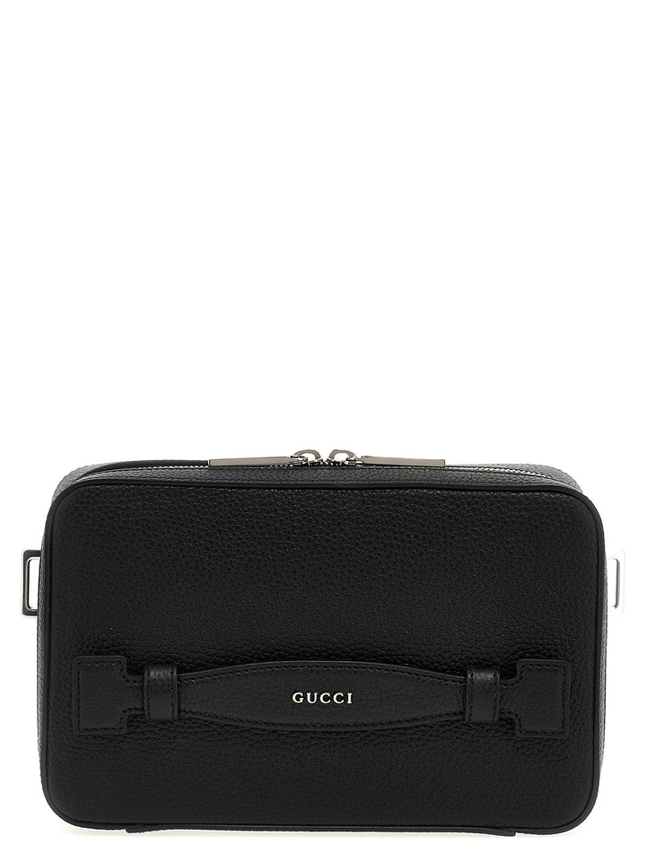 Gucci Logo Leather Shoulder Strap Borse a Tracolla - Nero | 308094398b447ba1d567da085fa44666afa0a333