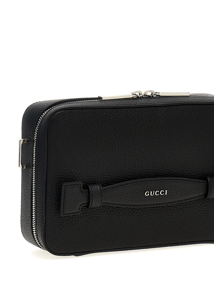 Gucci Logo Leather Shoulder Strap Borse a Tracolla - Nero | accaebb94ad3706101630e77c497895fd262c12a