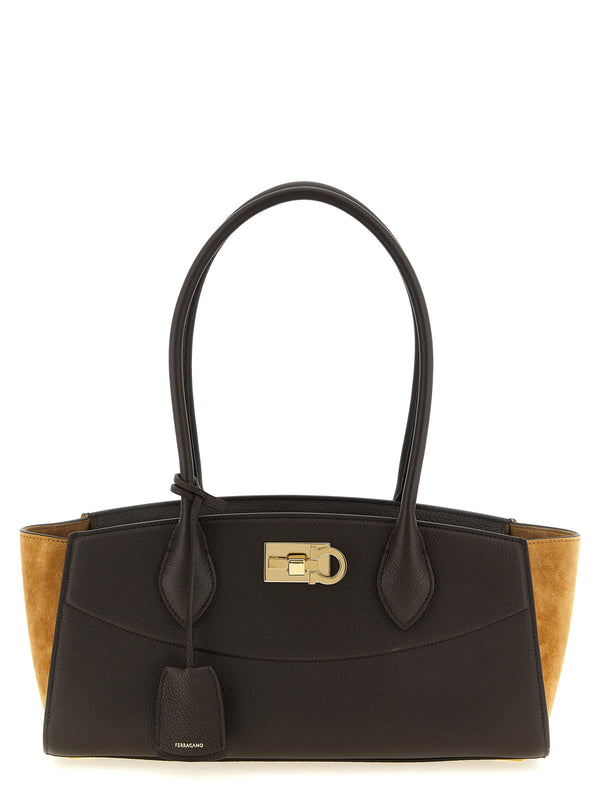 Newferragamo Studiosoft Eastwest(M) Borse A Spalla E Tracolla Marrone