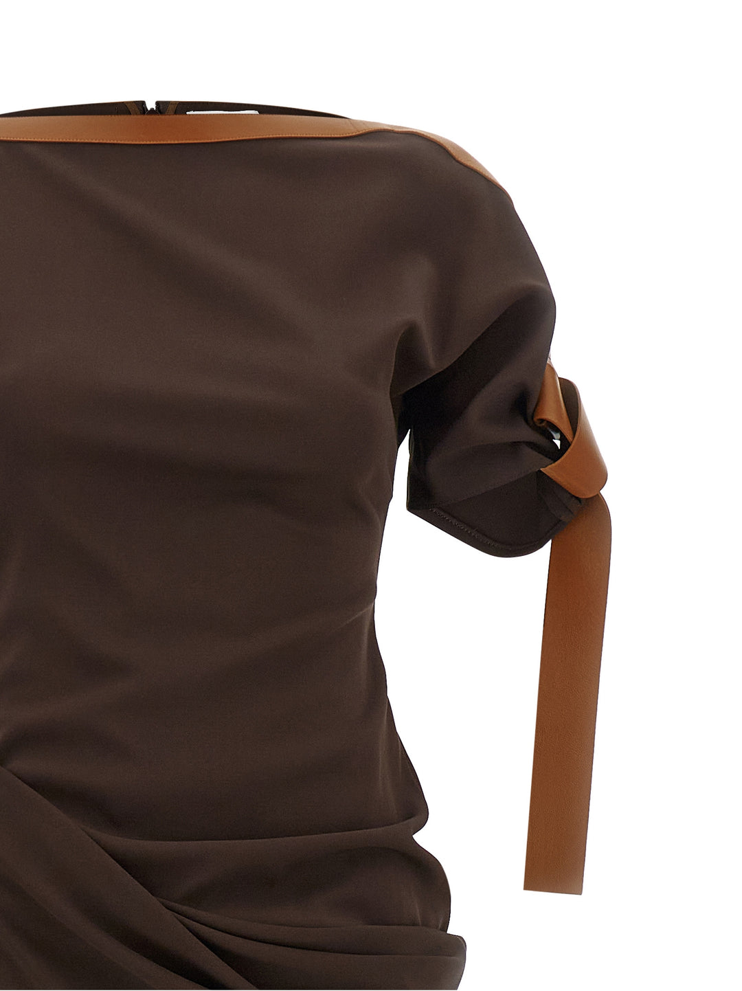 Ferragamo Dress With Leather Straps Abiti - Marrone | fff22a7c2d4c5dd342a5108cad666561fd848ce9