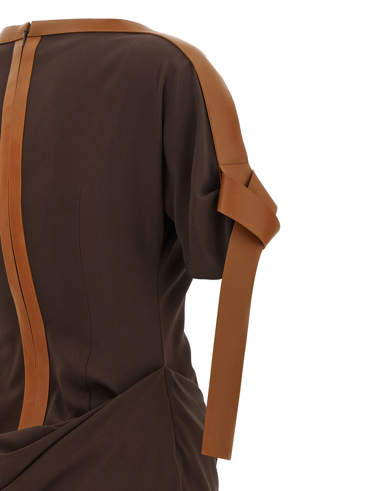 Ferragamo Dress With Leather Straps Abiti - Marrone | 686b1a419a5c5cbac62ffdd1904731ddc48853ae