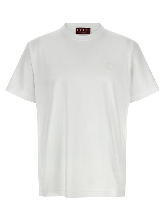 Logo Embroidery T Shirt Bianco