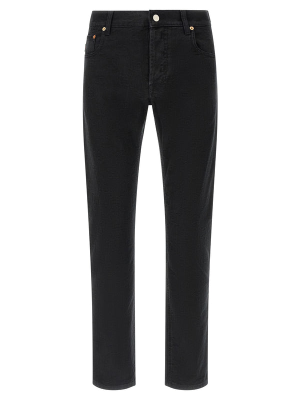 Gg Jacquard Denim Jeans Nero