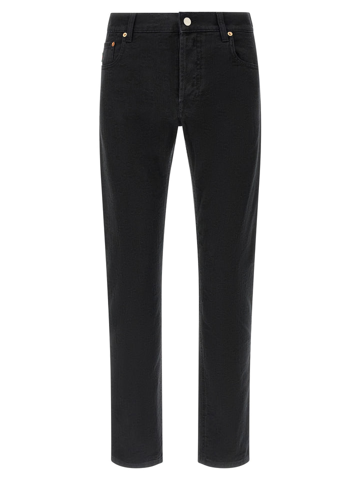 Gucci Gg Jacquard Denim Jeans - Nero | 026eed57b9bb55c312ecf14d049af6dc3a073f90
