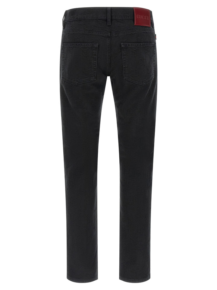 Gucci Gg Jacquard Denim Jeans - Nero | 75d82c9e4dd525ad34d1296d1c7fcbc820b11548