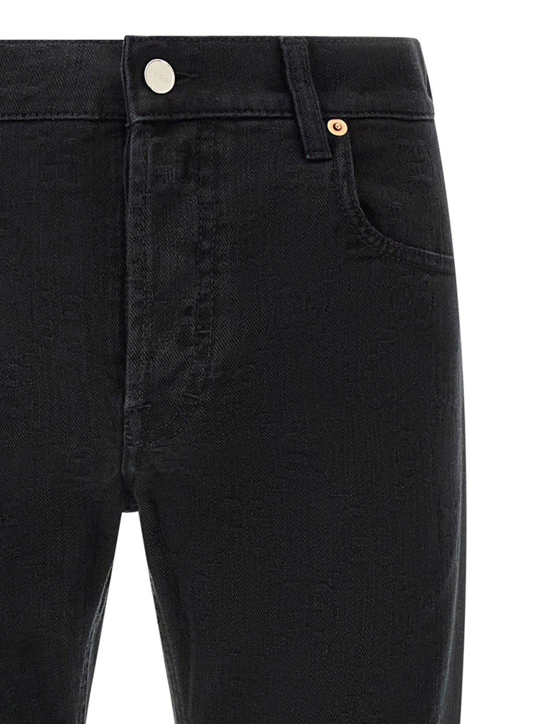 Gucci Gg Jacquard Denim Jeans - Nero | 6e18ff1710a7bd7298555df8a35be4d4492a19ae