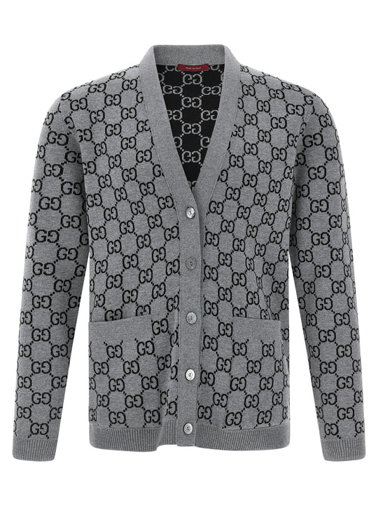 Gg Jacquard Reversible Cardigan Maglioni Multicolor