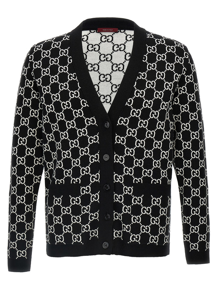 Gucci Gg Reversible Cardigan Maglioni - Bianco/Nero | 7c2be0de82fbdaa2ffb07b13de8b4b8b3921db2f