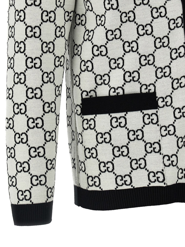 Gucci Gg Reversible Cardigan Maglioni - Bianco/Nero | 95d9df08b92d1b05fcc42a3406eec1c2945acae1