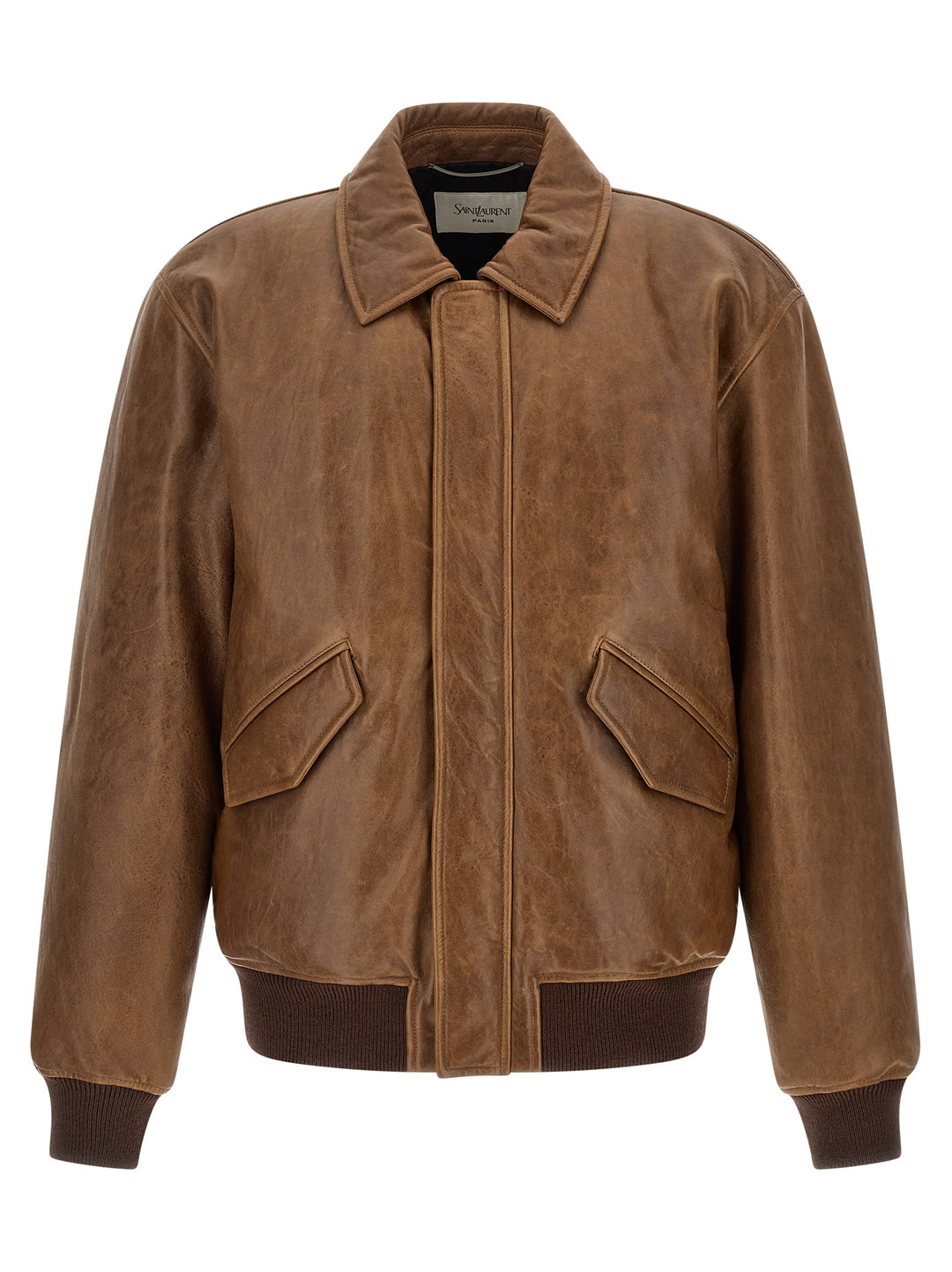 Saint Laurent Vintage Leather Bomber Jacket Puffer Jackets - Marrone | 95e9af1d7cca9d6213b99924577e780bcf56133a