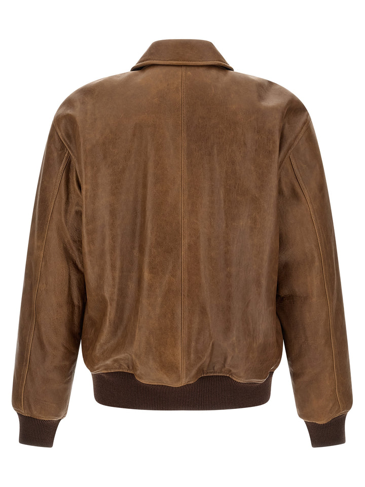 Saint Laurent Vintage Leather Bomber Jacket Puffer Jackets - Marrone | 4cde53eb44ee0d87a3fe4b5117e56cb3b95d0265
