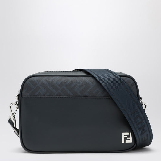 Midnight Blue Leather And Dark Blue Ff Canvas Bag