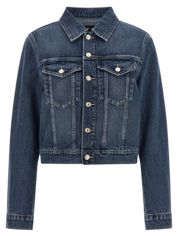 Darted Shrunken Puffer Jackets Blu